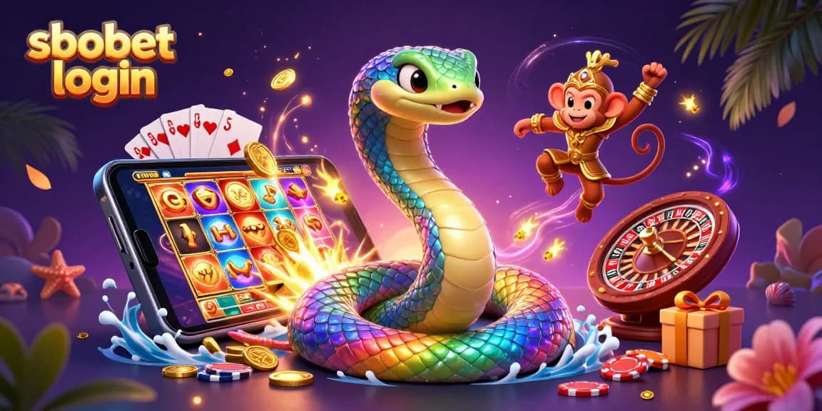Engage in sbobet login with vibrant illustration of betting excitement, featuring casino elements.