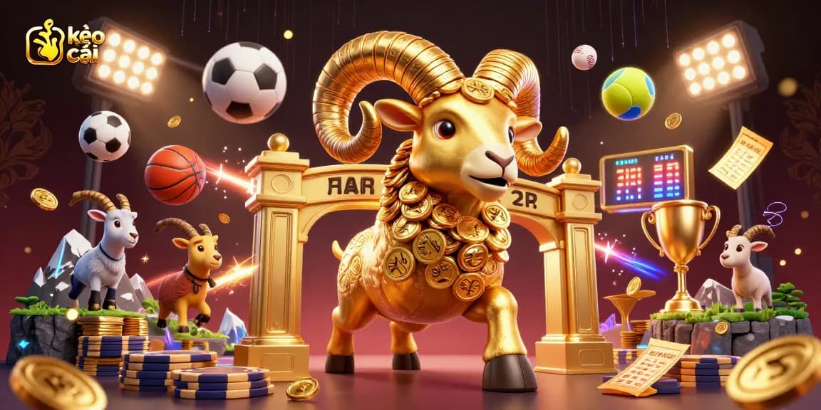 Experience the excitement of kèo nhà cái with a dynamic 3D illustration of sports betting elements.