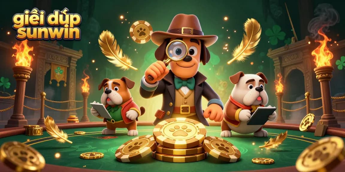 Engage in giải đấu sunwin with a detective and bulldog uncovering treasure clues in a dynamic casino setting.