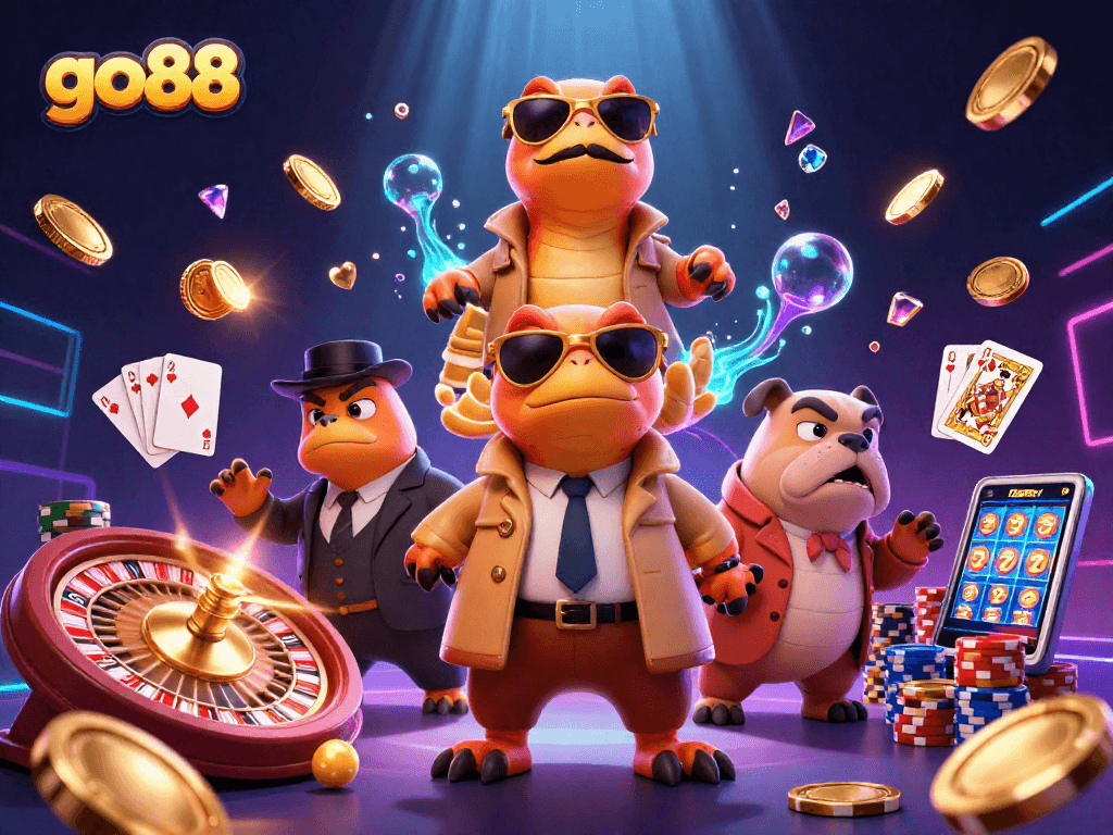 Experience go88 at the VIP casino with raptors in disguise, golden coins, and a bouncer!