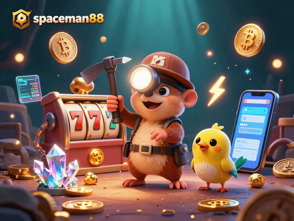 Spin and win at spaceman88 with vibrant slot reels and jackpot rewards in a dynamic casino atmosphere.