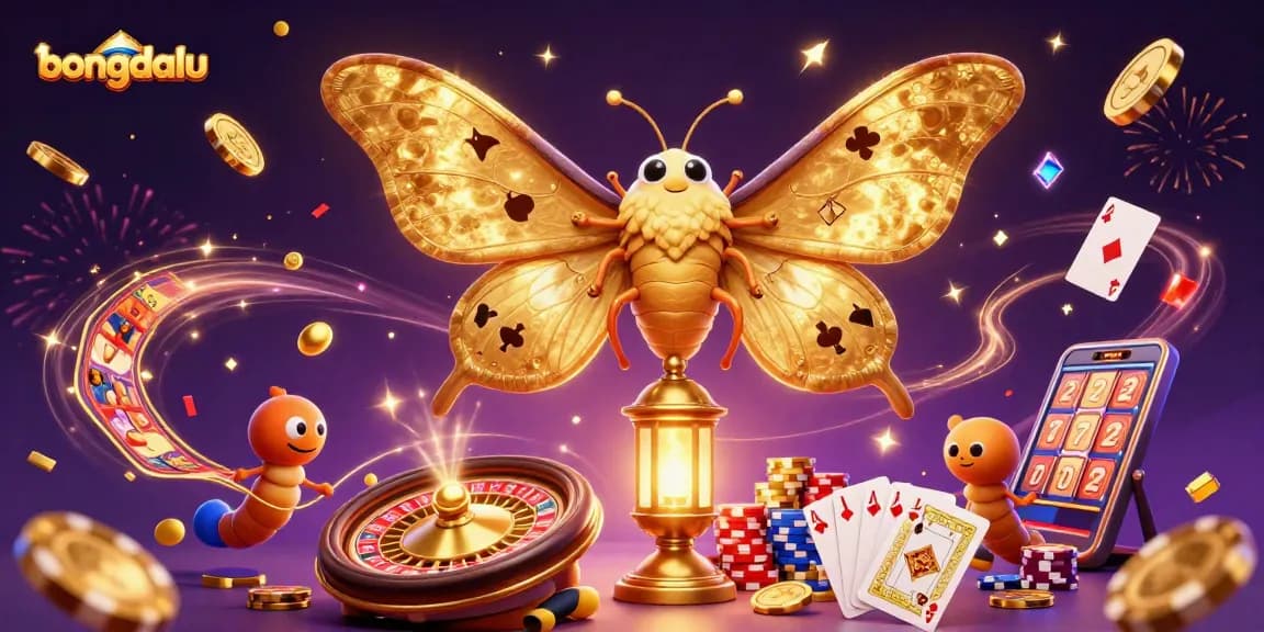 Experience bongdalu's vibrant casino scene featuring an atlas moth and dazzling elements.