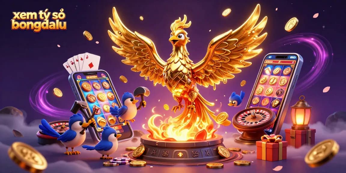 Experience xem tỷ số bongdalu with golden coins and a vibrant casino scene bursting with action.