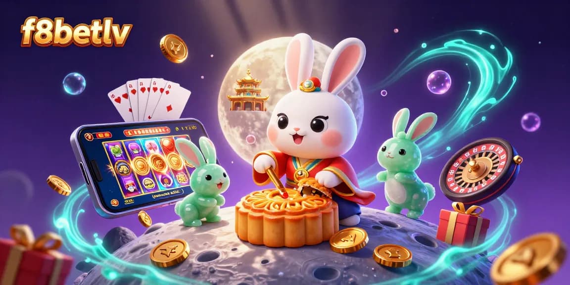 Engage with stunning visual content on f8betlv featuring a moon rabbit revealing poker chips.