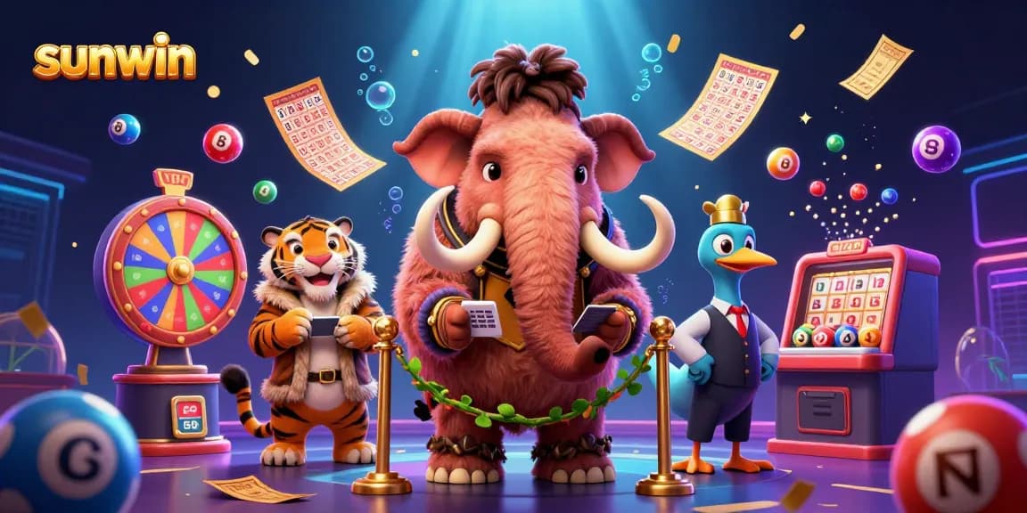 Join the fun at sunwin casino with a woolly mammoth bouncer and vibrant lottery elements.