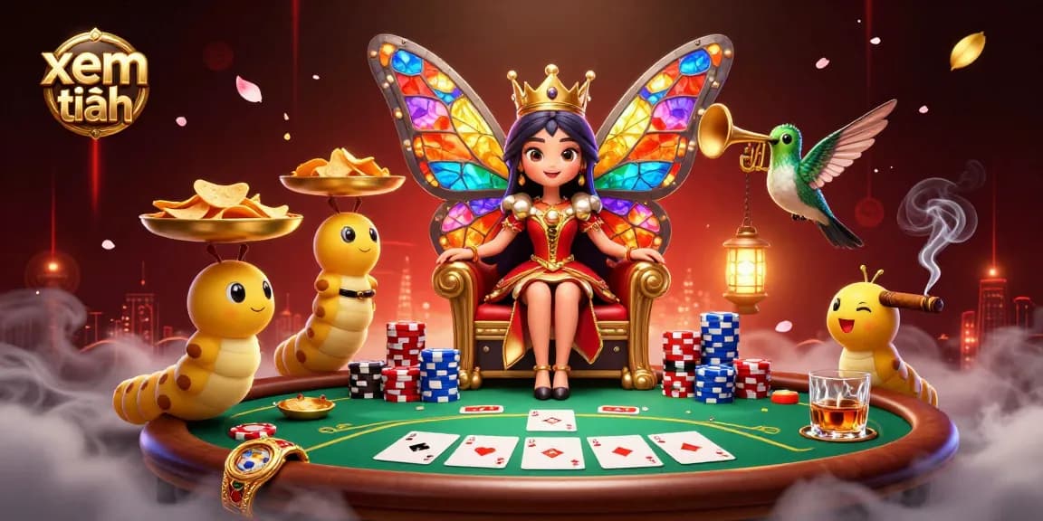 Join the 3D casino journey with xem thêm, featuring a butterfly queen and vibrant poker elements.