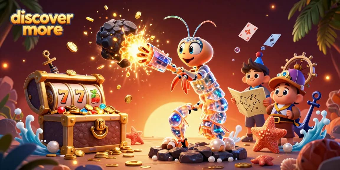 Win big with this dynamic casino scene featuring colorful slots and treasures to discover more.
