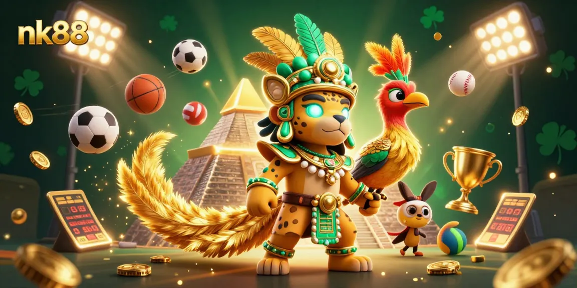 Engage with nk88 and the thrill of sports betting in this vibrant 3D casino scene.