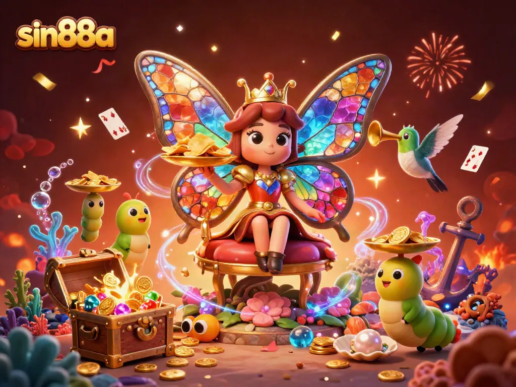 Engage in exciting gameplay at sin88a with a magical casino-themed illustration featuring vibrant characters.