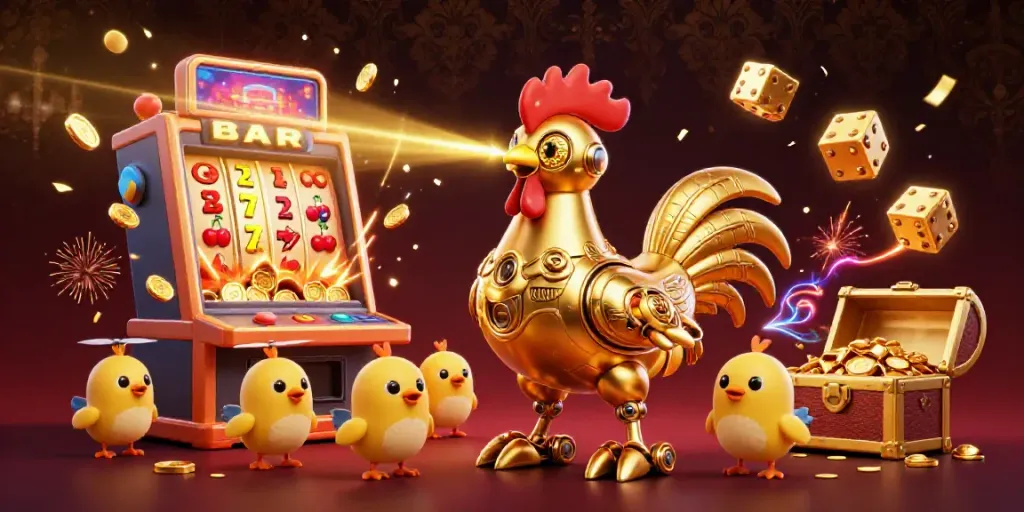 Experience the thrill of gaming with 8xbet's vibrant, dynamic casino illustration featuring exciting game elements.
