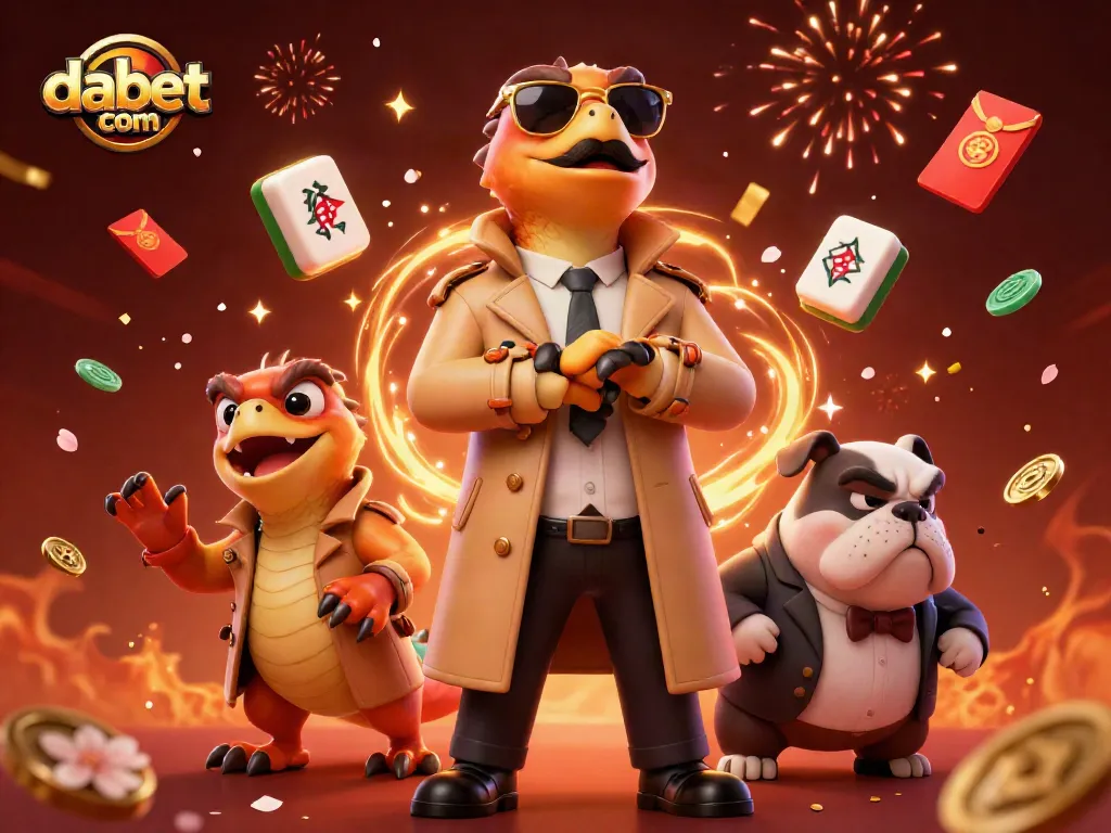 Experience vibrant gameplay at dabet com with cartoon raptors in casino lounge scene.