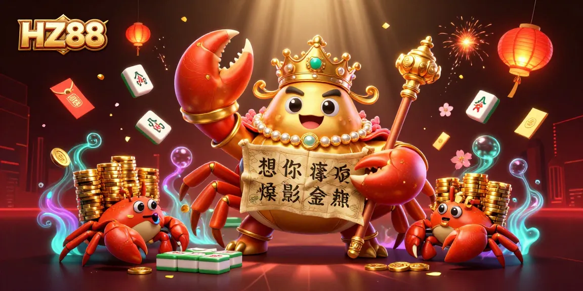 HZ88 brings excitement to online gaming with a vibrant scene featuring a golden crab emperor and treasure.
