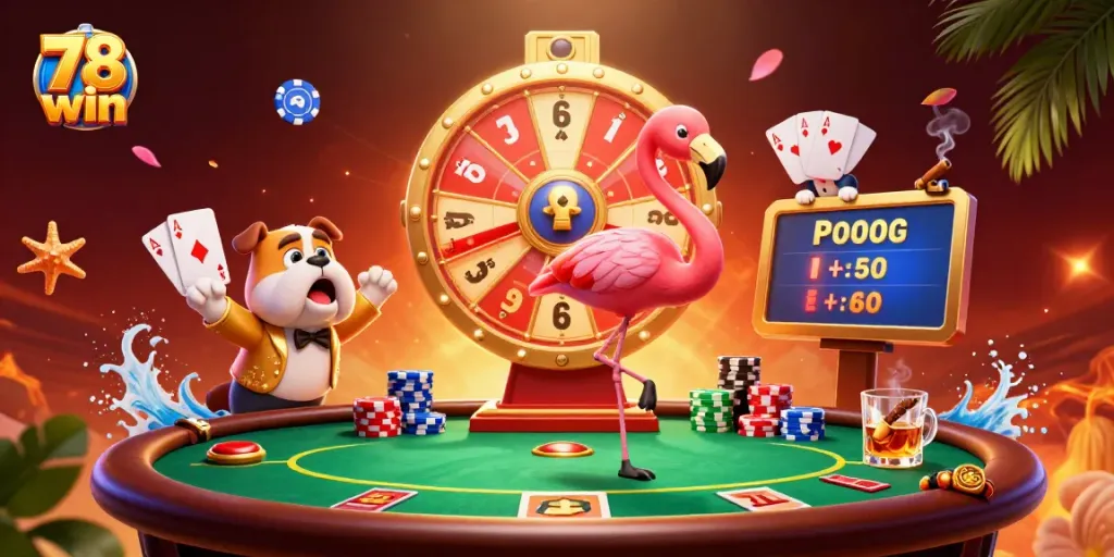 Engage in thrilling gameplay at 78 win with colorful poker scenes and exciting characters.