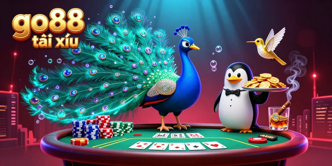 Experience the thrill of go88 tài xỉu with an exciting 3D casino scene featuring colorful poker elements.