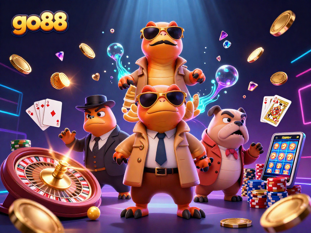 Experience go88 at the VIP casino with raptors in disguise, golden coins, and a bouncer!