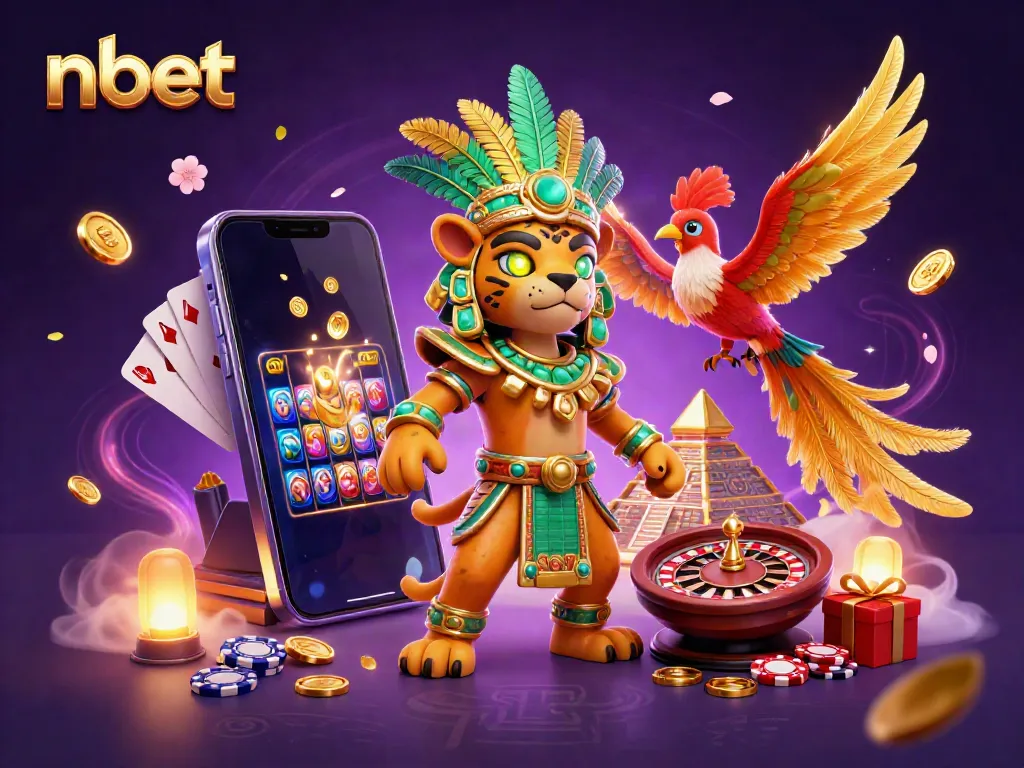 Win exciting prizes with nbet's vibrant casino experience featuring a Mayan jaguar priest and golden treasures.