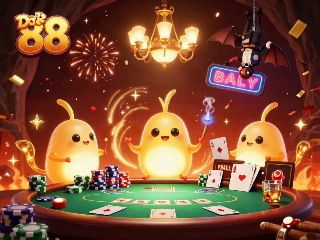 Engage in the thrill of Da 88 with vibrant glowworms illuminating a lively casino scene.