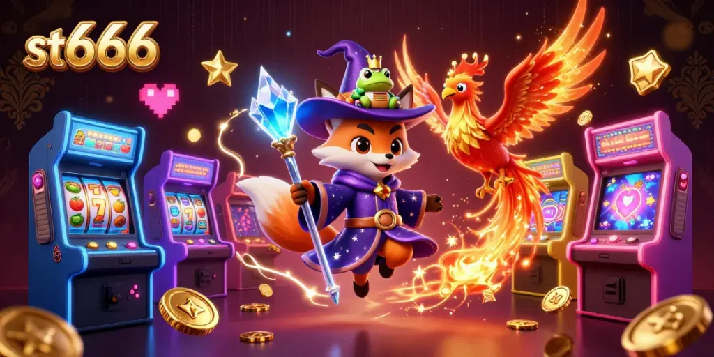 Experience thrilling gameplay at st666 with colorful arcade game elements and a vibrant casino theme.