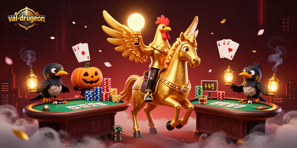 Spin the reels with val-drugeon’s immersive golden rooster riding through a vibrant casino.