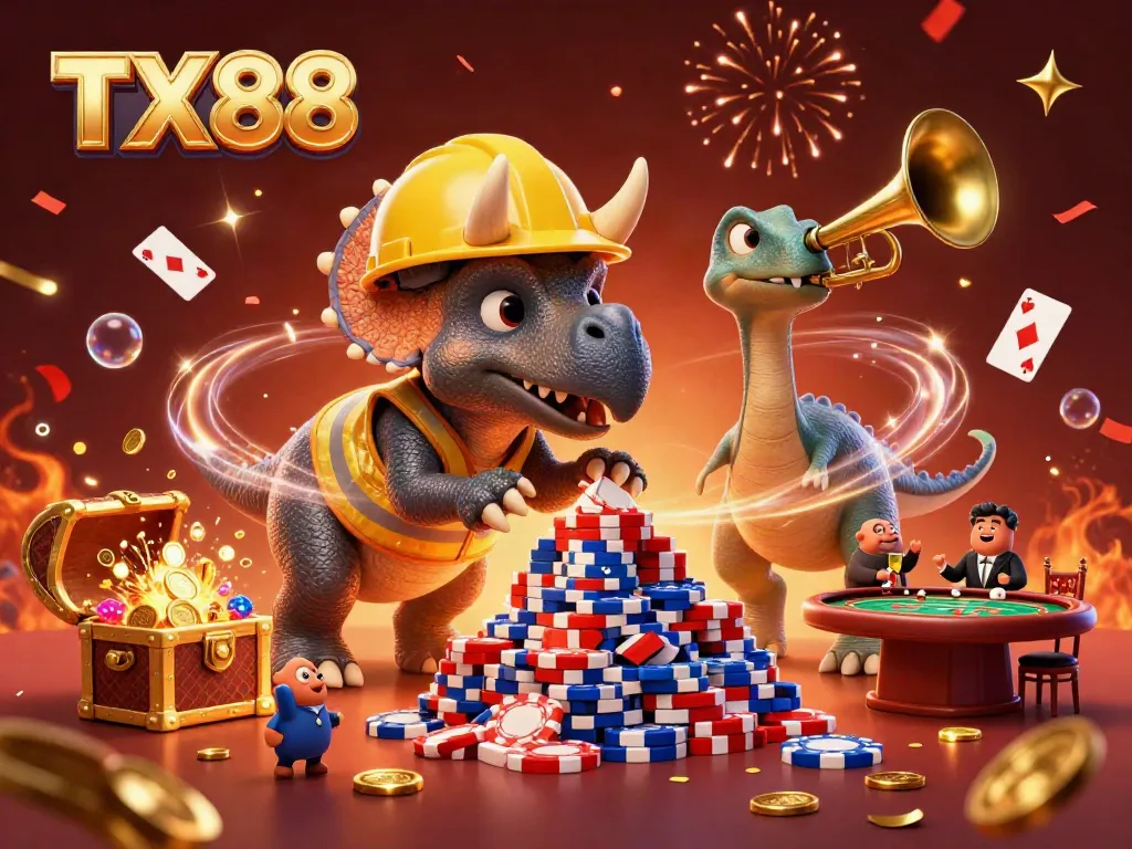 Engage in the thrilling experience with TX88 while celebrating cards, chips, and fun vibes.