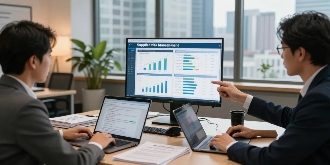 Supplier risk management analysis in progress, showcasing third-party due diligence practices in a corporate office.