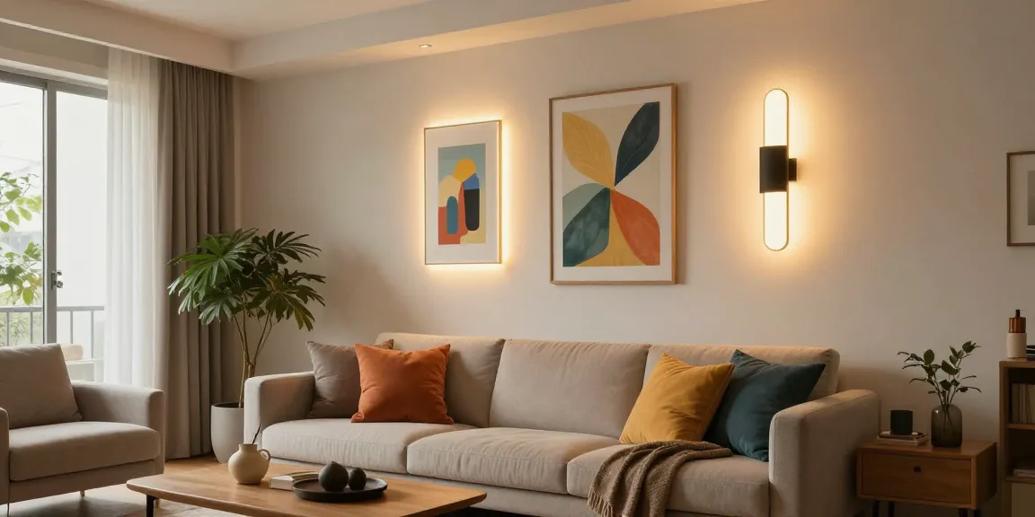 Iluminat elegant cu Aplica LED în living modern, creând atmosferă primitoare.
