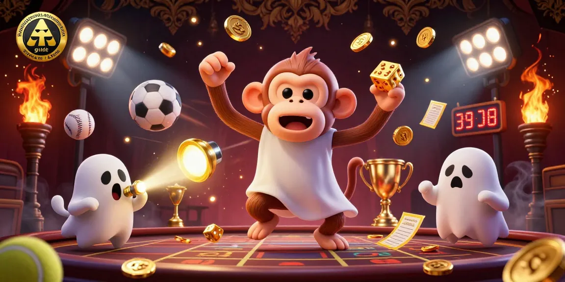 BettingSitesNotOnGamStop.uk guide showcasing a dynamic 3D casino scene with sports elements and a ghost-hunter.