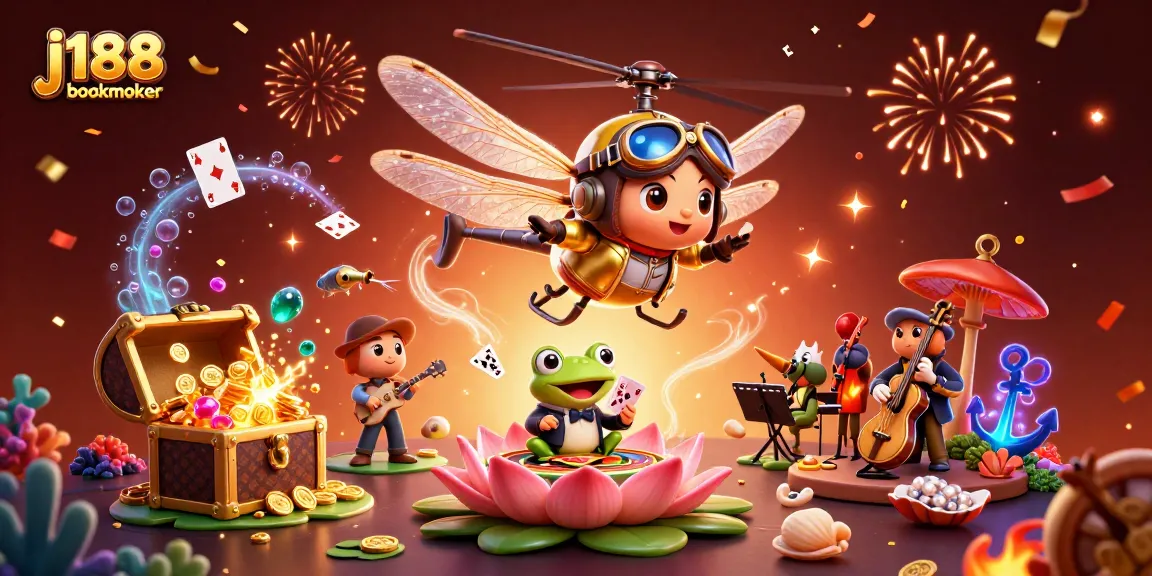 Experience the excitement of j188 bookmaker with a vibrant casino scene featuring unique characters and game elements.