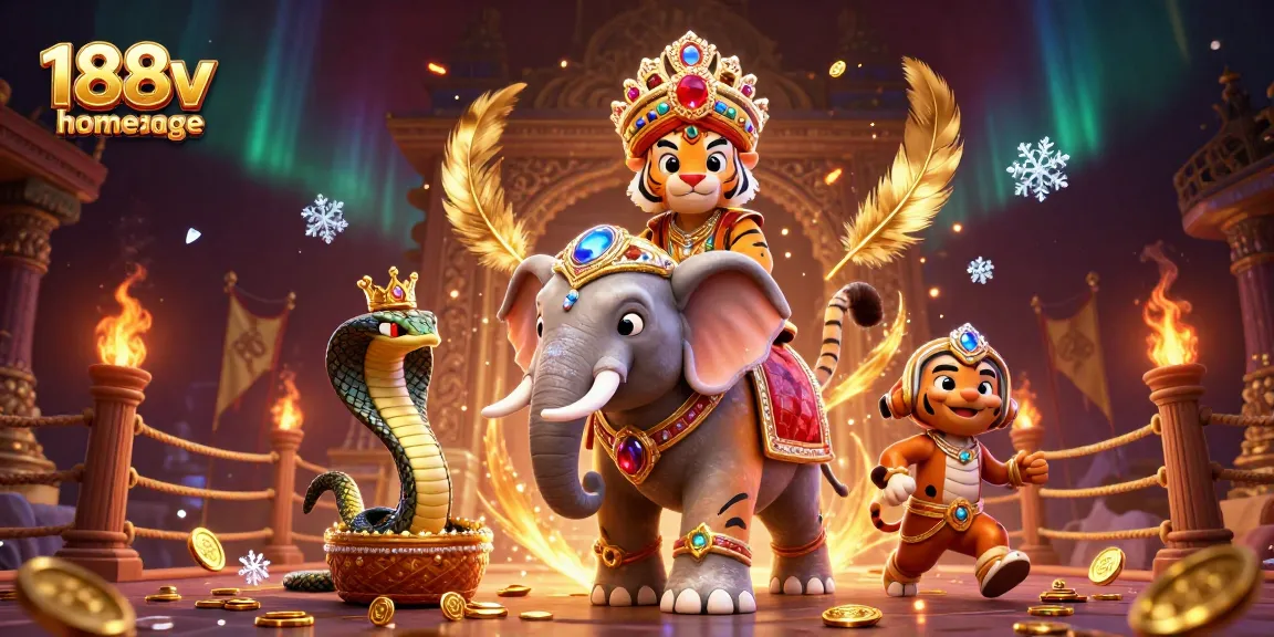 Experience the vibrant allure of 188v homepage with thrilling gaming visuals and majestic characters.