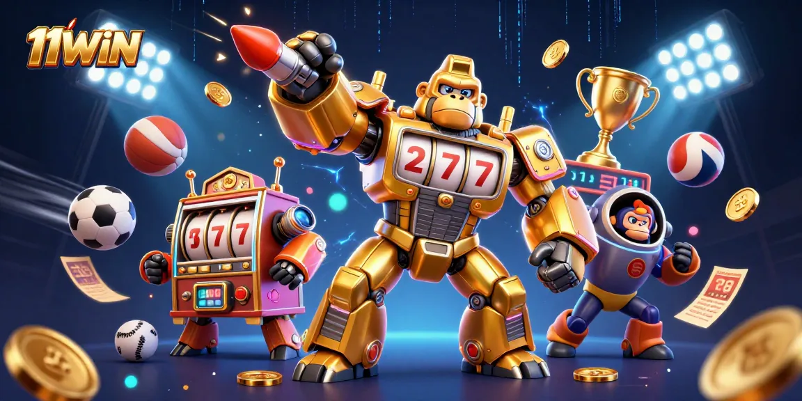 Engage in thrilling sports betting at 11WIN with our vibrant 3D illustration showcasing dynamic gameplay.