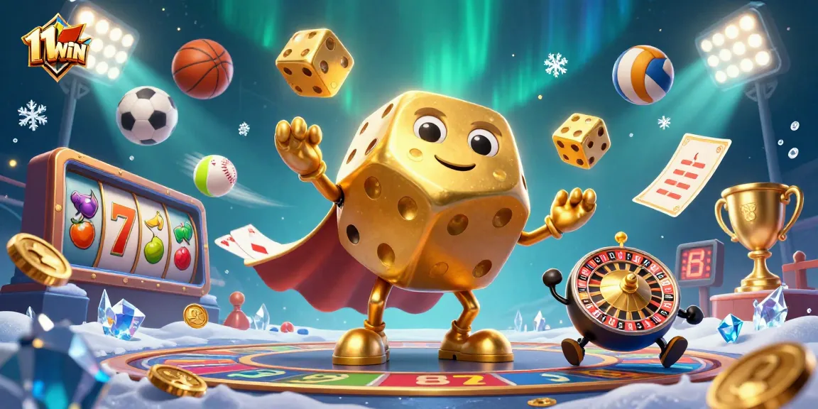 Experience thrilling gameplay with 11WIN's dynamic casino and sports betting illustration showcasing vibrant gaming elements.